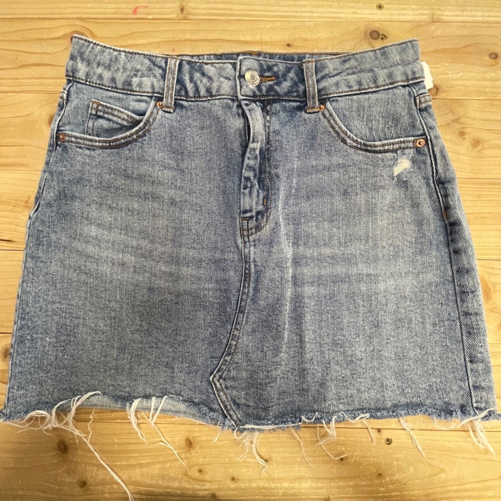 Wild Fable Denim‎ Mini Skirt Raw Hem Casual Blue Jean Skirt Size 10